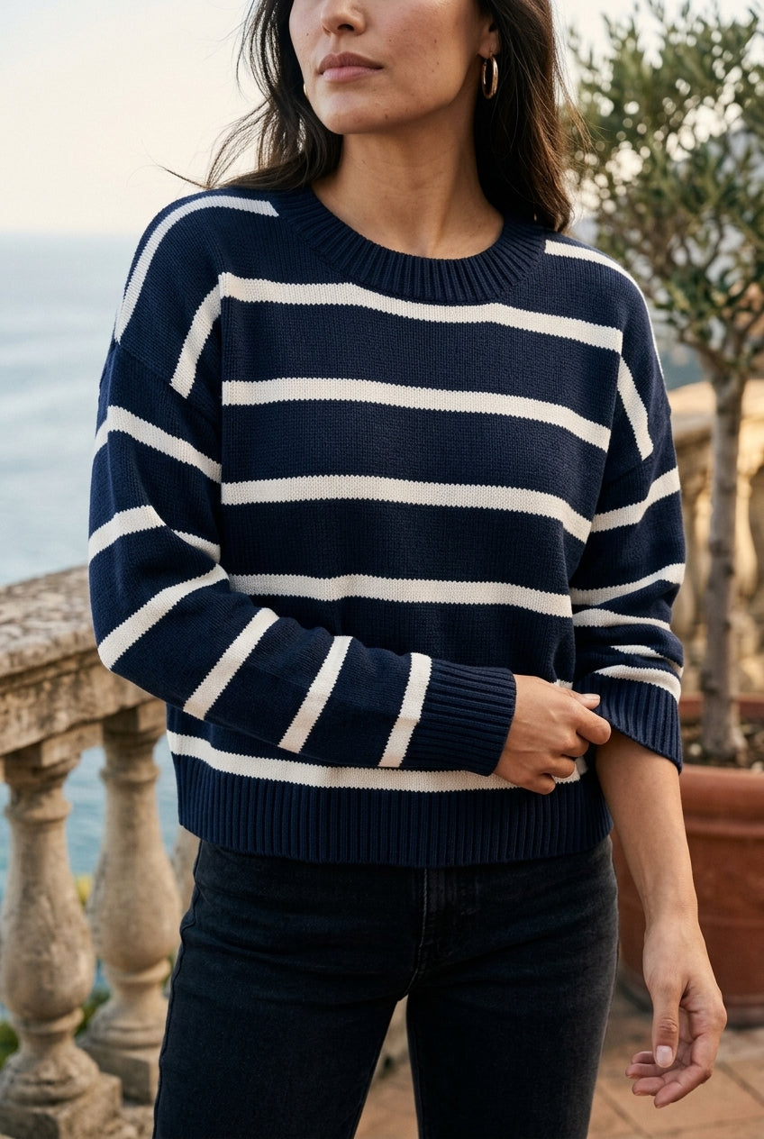 Seliel | Striped Round Neck Pullover