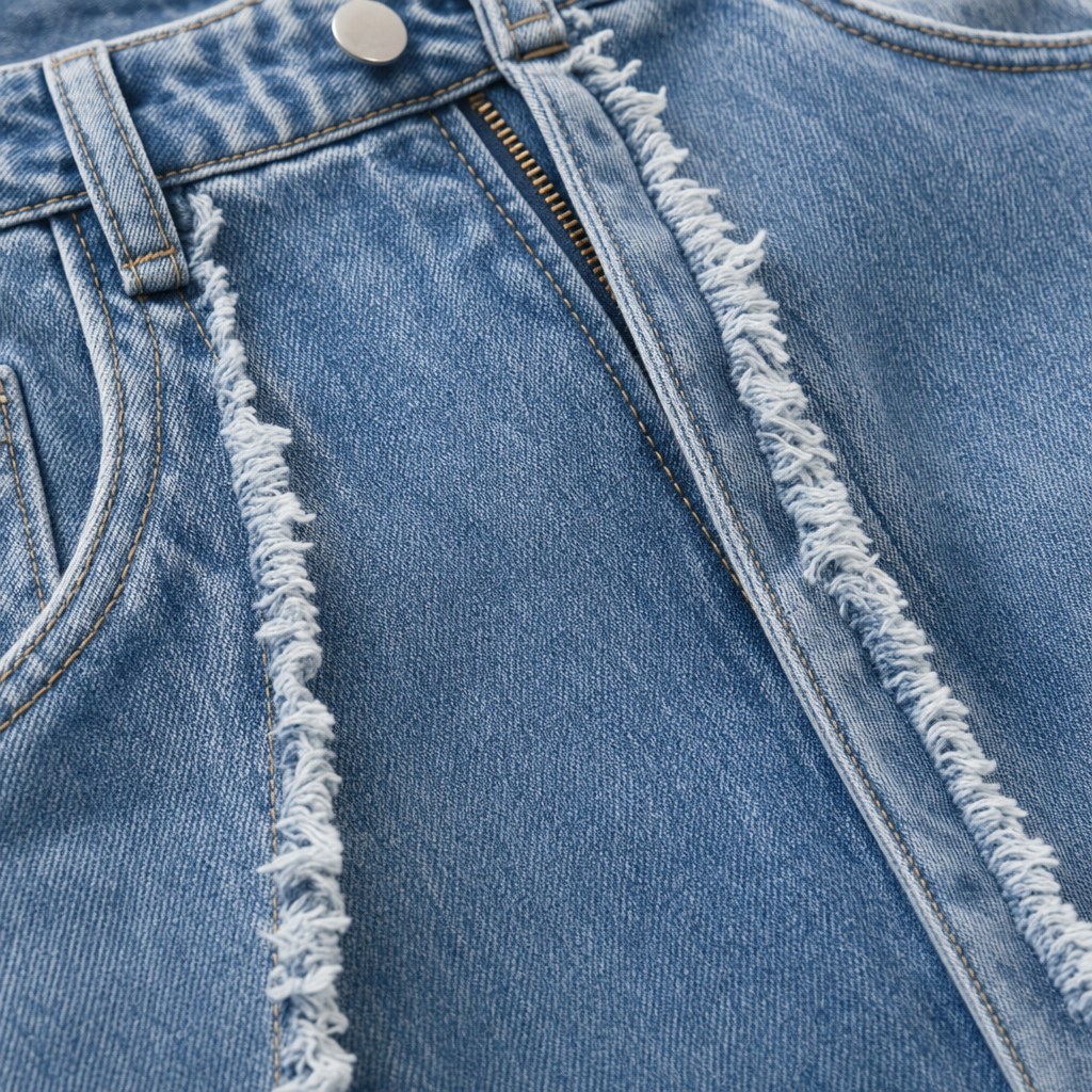 Neline | Frayed Raw Edge Wide Leg Jeans
