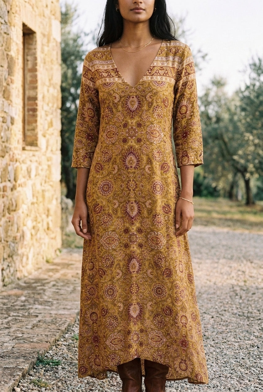 Taliel | Vintage-Inspired V-Neck Dress