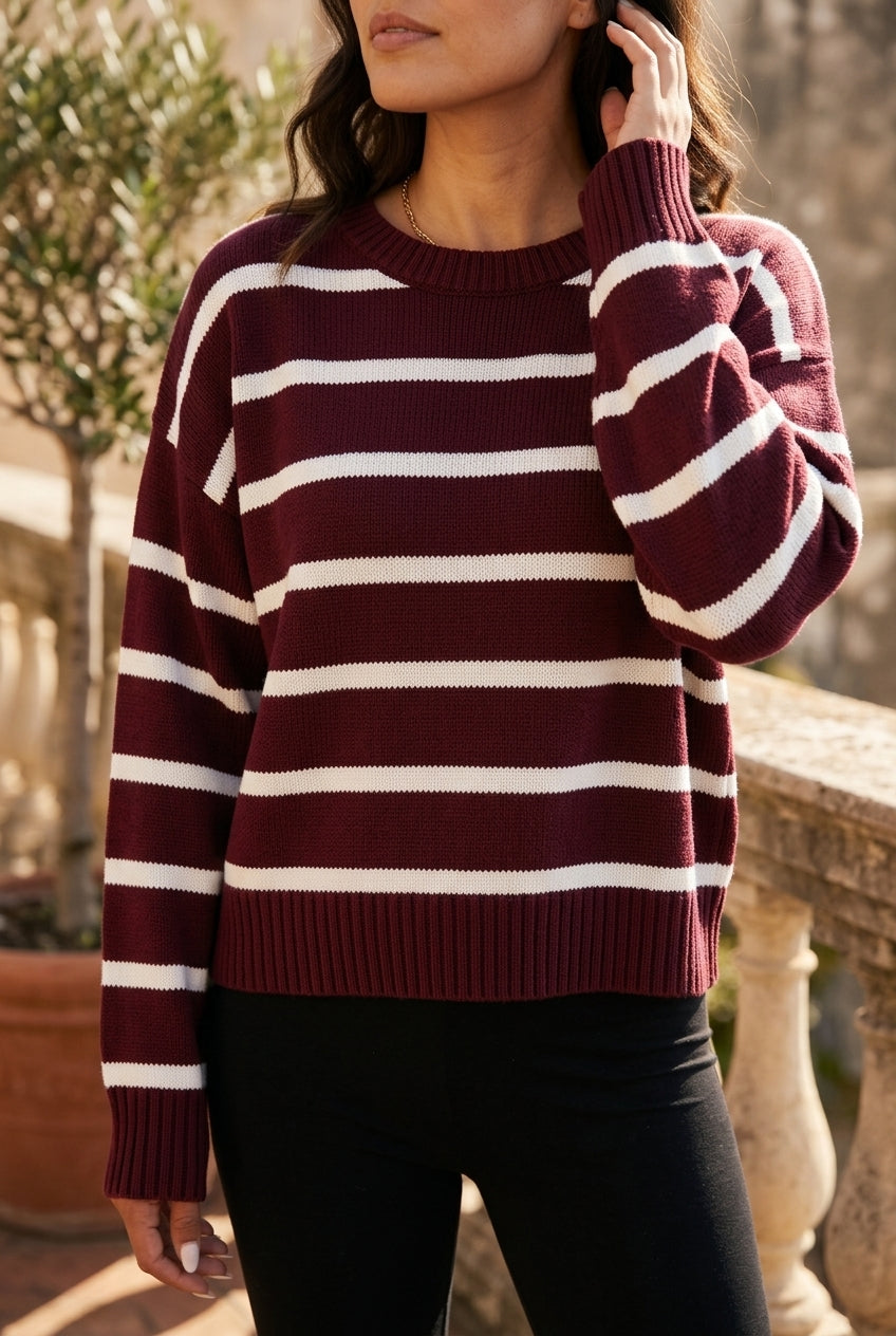 Seliel | Striped Round Neck Pullover