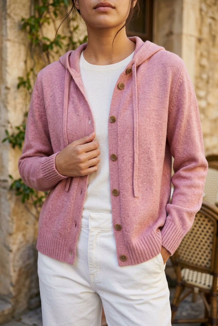 Minis | Hooded Button-Front Cardigan