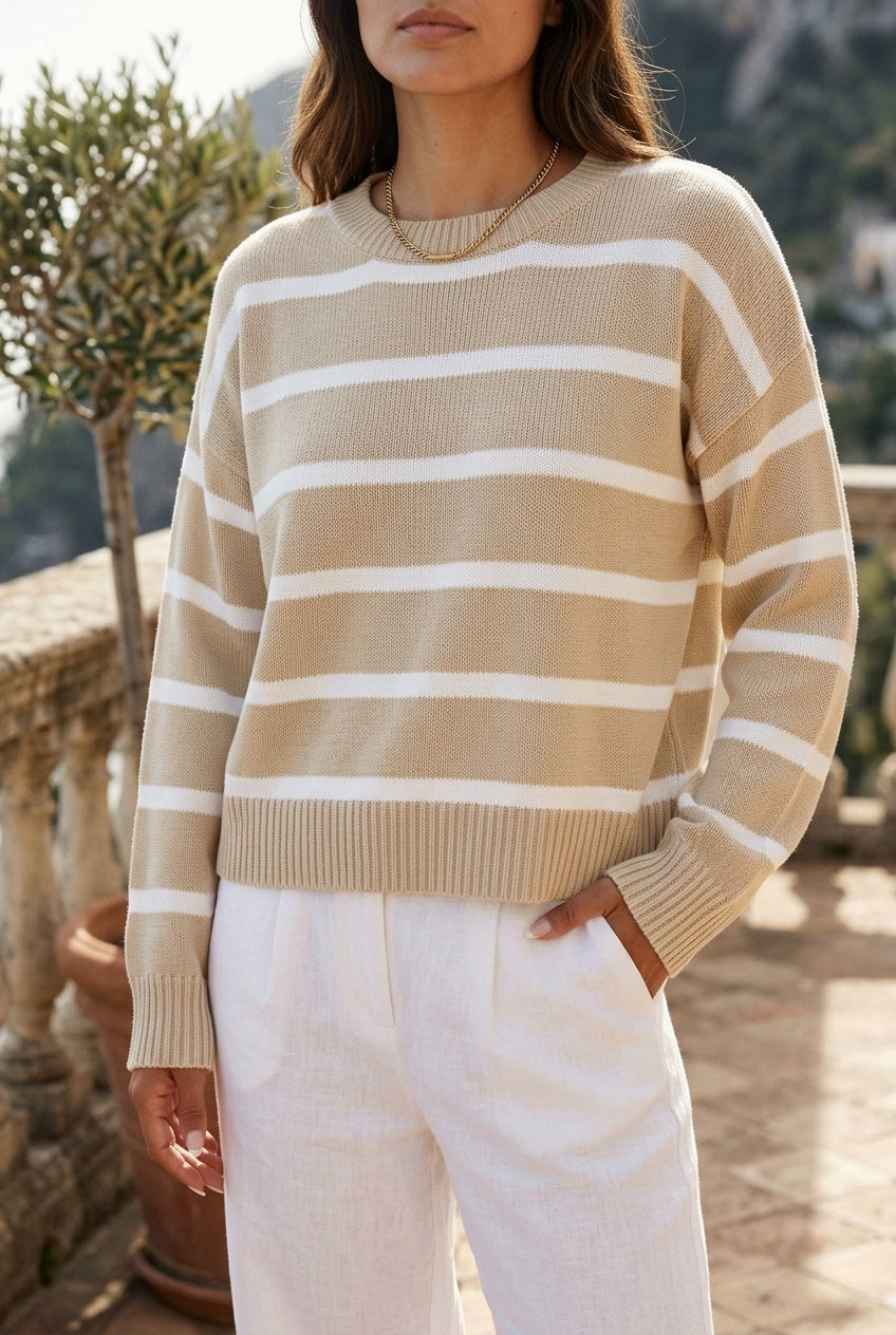 Seliel | Striped Round Neck Pullover