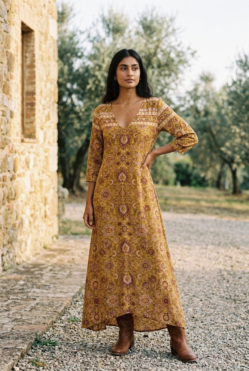Taliel | Vintage-Inspired V-Neck Dress