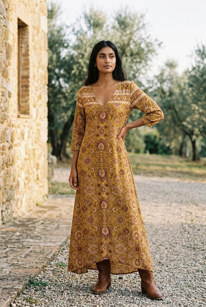 Taliel | Vintage-Inspired V-Neck Dress