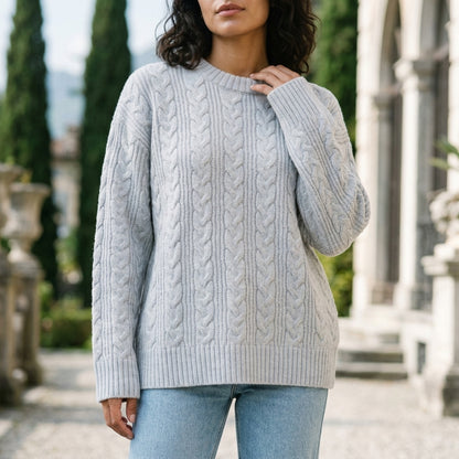Orya | Cable-Knit Round-Neck Pullover